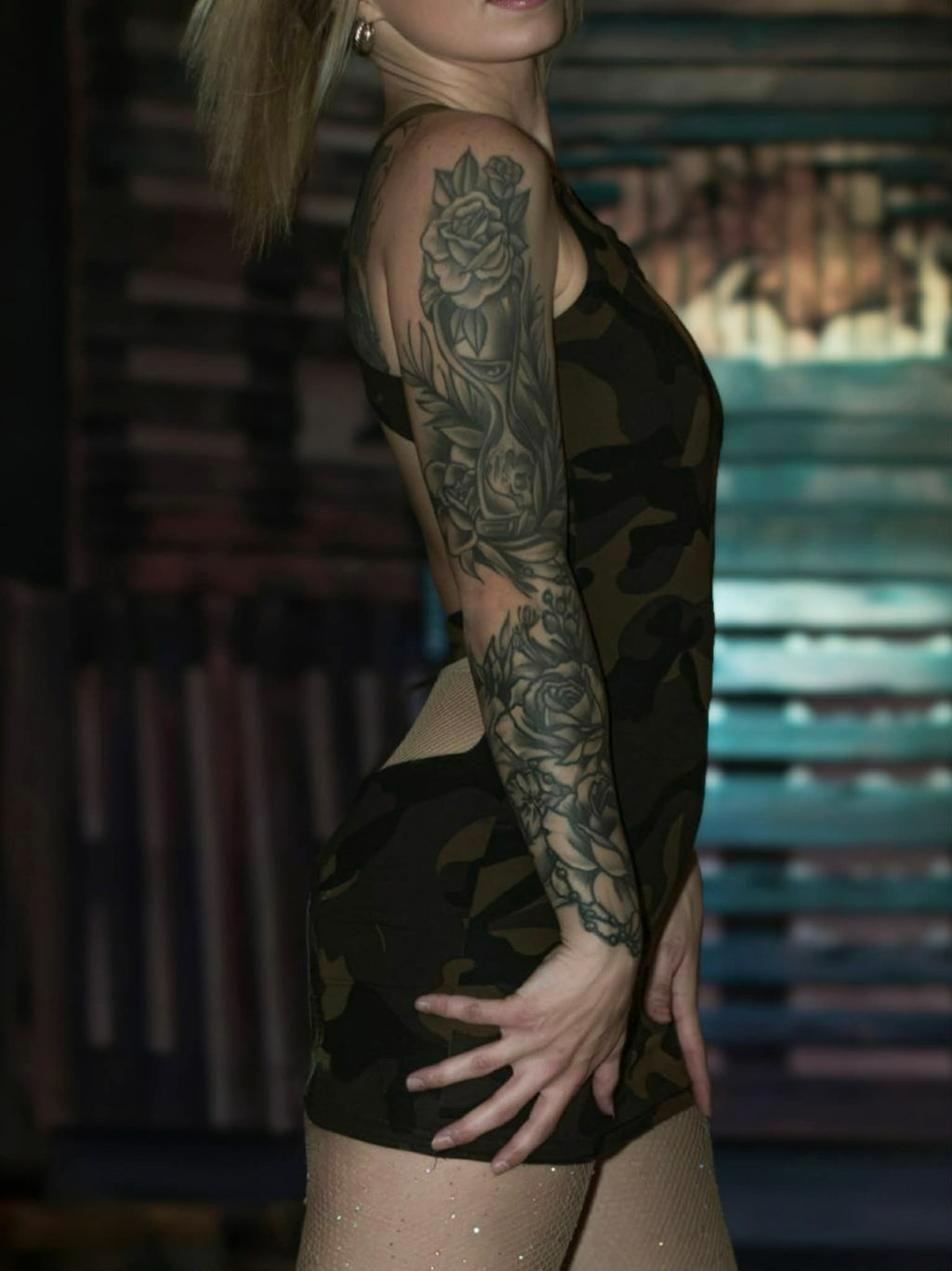 Army BackCutOut Mini-Dress