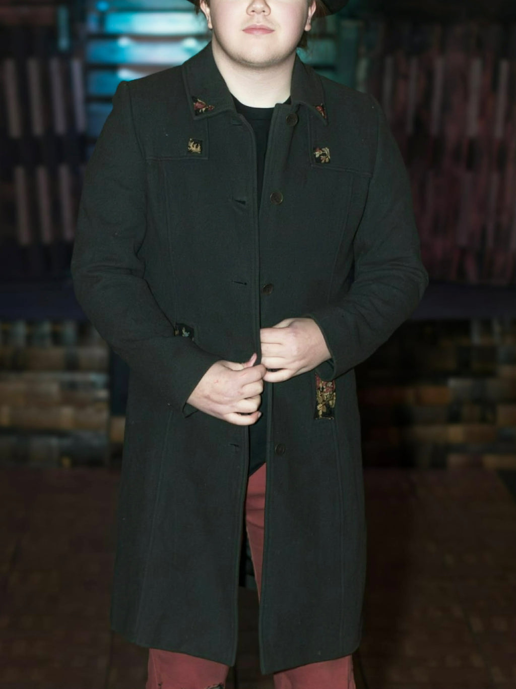 Embroidered Peacoat