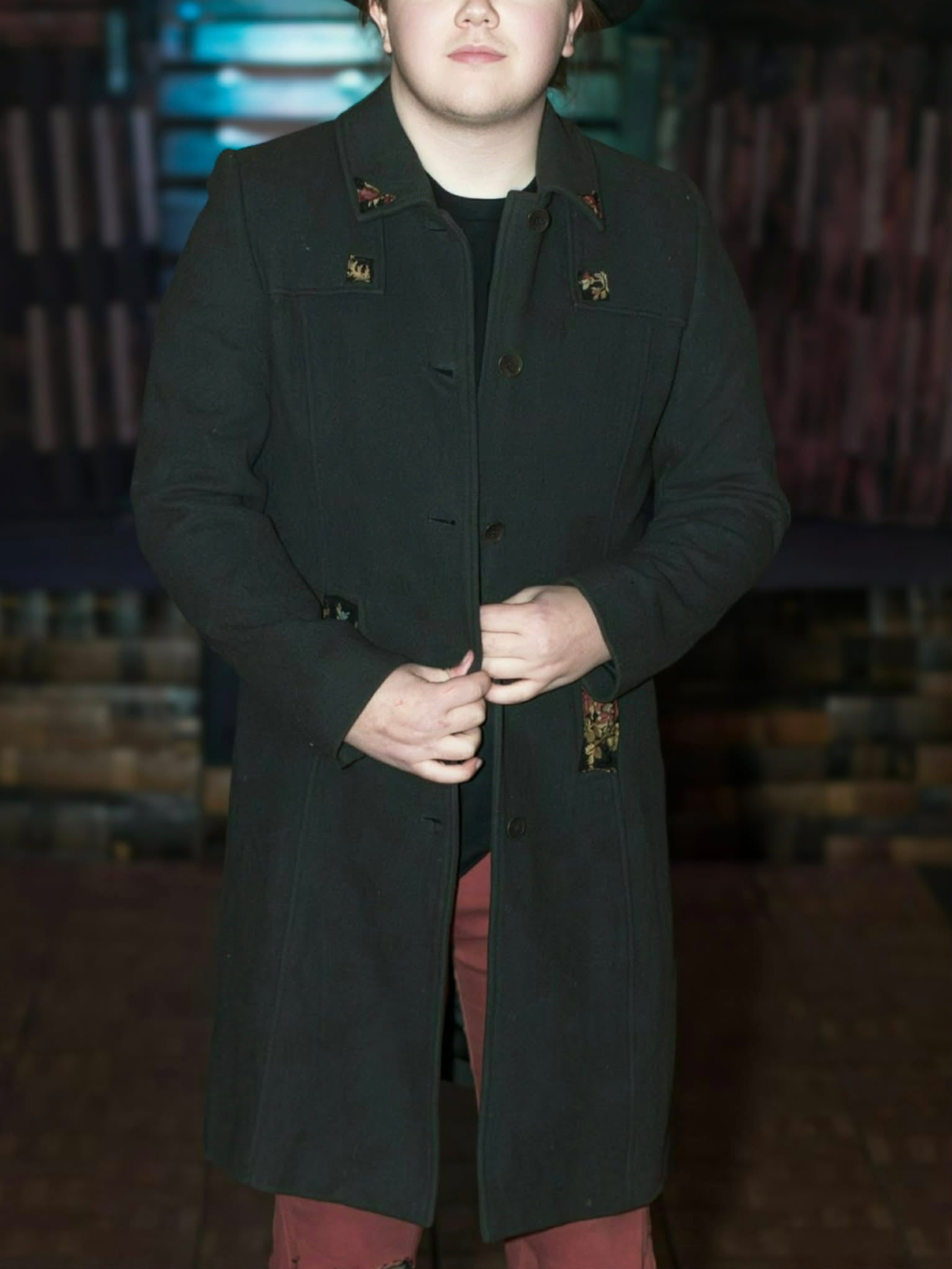 Embroidered Peacoat